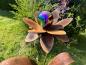 Preview: Metallblume Emily XL handgefertigt Rostblume Edelrostblume mit Edelstahlkugel regenbogen 8cm